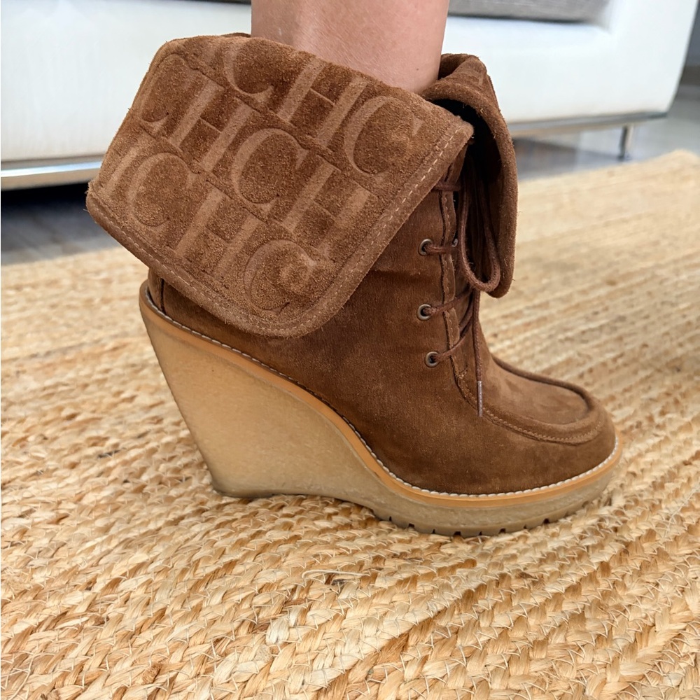 Brown Suede Wedge Ankle Boots